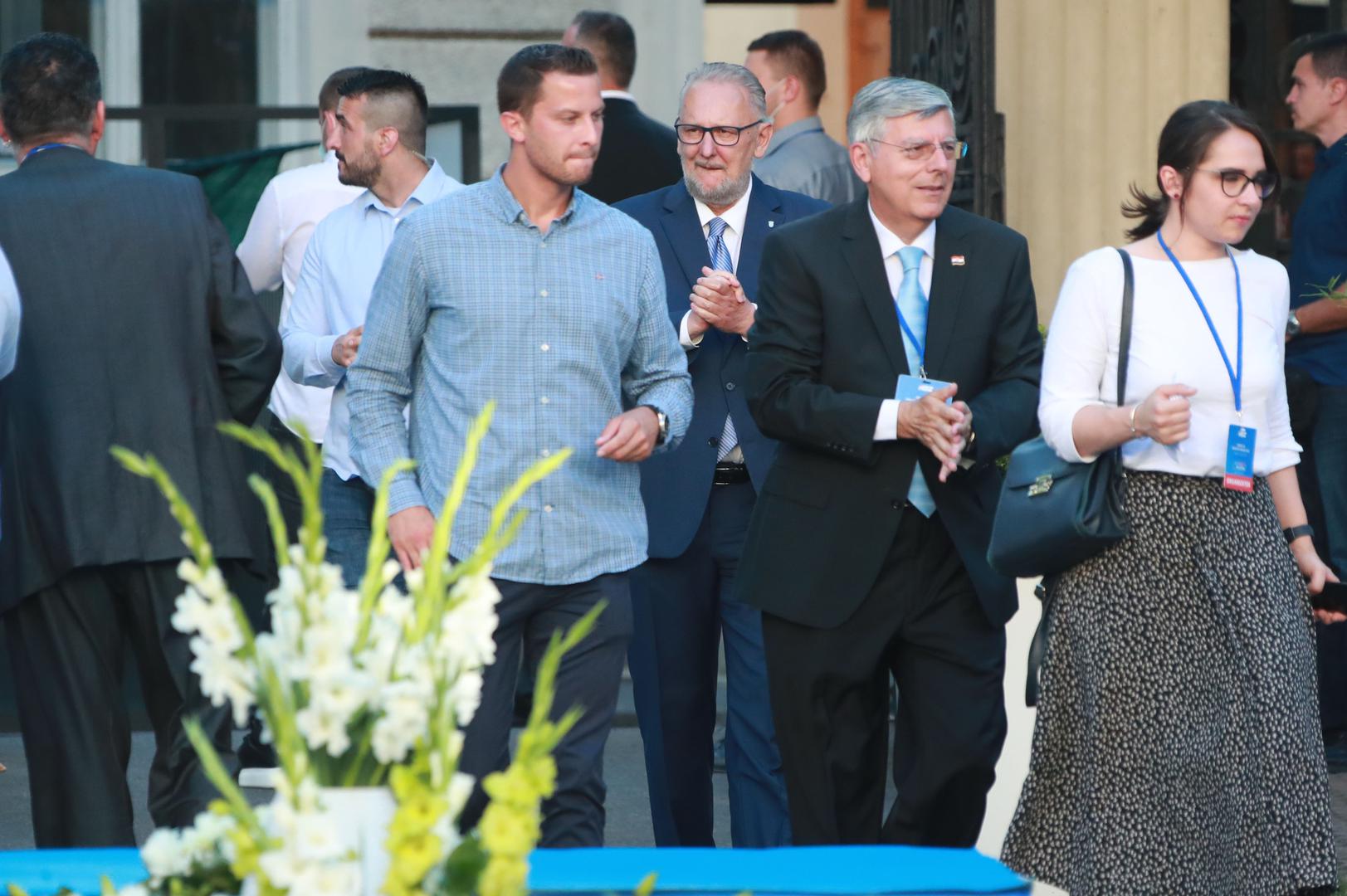 05.07.2020., Zagreb - Docek izbornih rezultata u stozeru HDZ-a u Arheoloskom muzeju. Davor Bozinovic, Zeljko Reiner Photo: Sanjin Strukic/PIXSELL