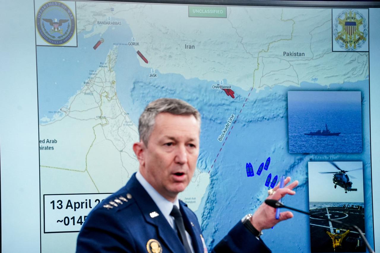 U.S. Defense Secretary Pete Hegseth and Chairman of the Joint Chiefs of Staff Caine hold a briefing on the Iran war, at the Pentagon