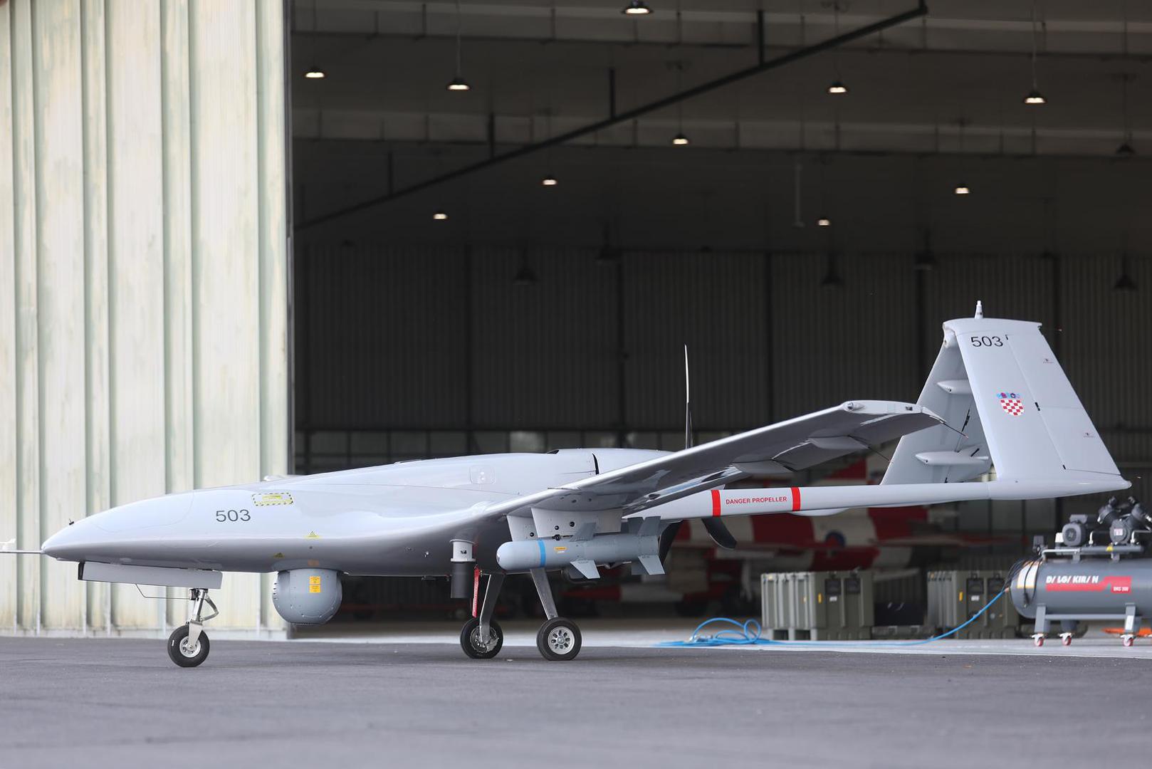 02.09.2025., Zagreb - Potpredsjednik Vlade Republike Hrvatske i ministar obrane Ivan Anušic i načelnik Glavnog stozera Oruzanih snaga RH general-pukovnik Tihomir Kundid prisustvovali su predstavljanju besposadnog zrakoplovnog sustava Bayraktar TB2.  Photo: Slavko Midzor/PIXSELL