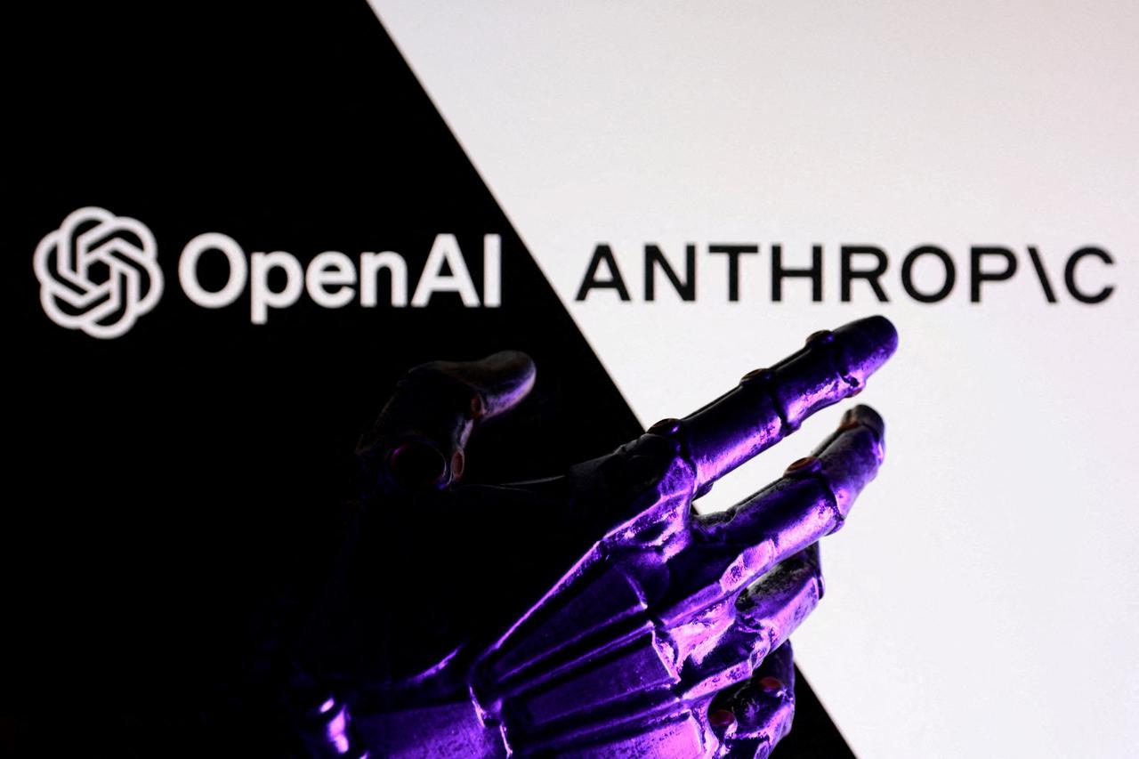 FILE PHOTO: Illustration shows OpenAI and Anthropic logos