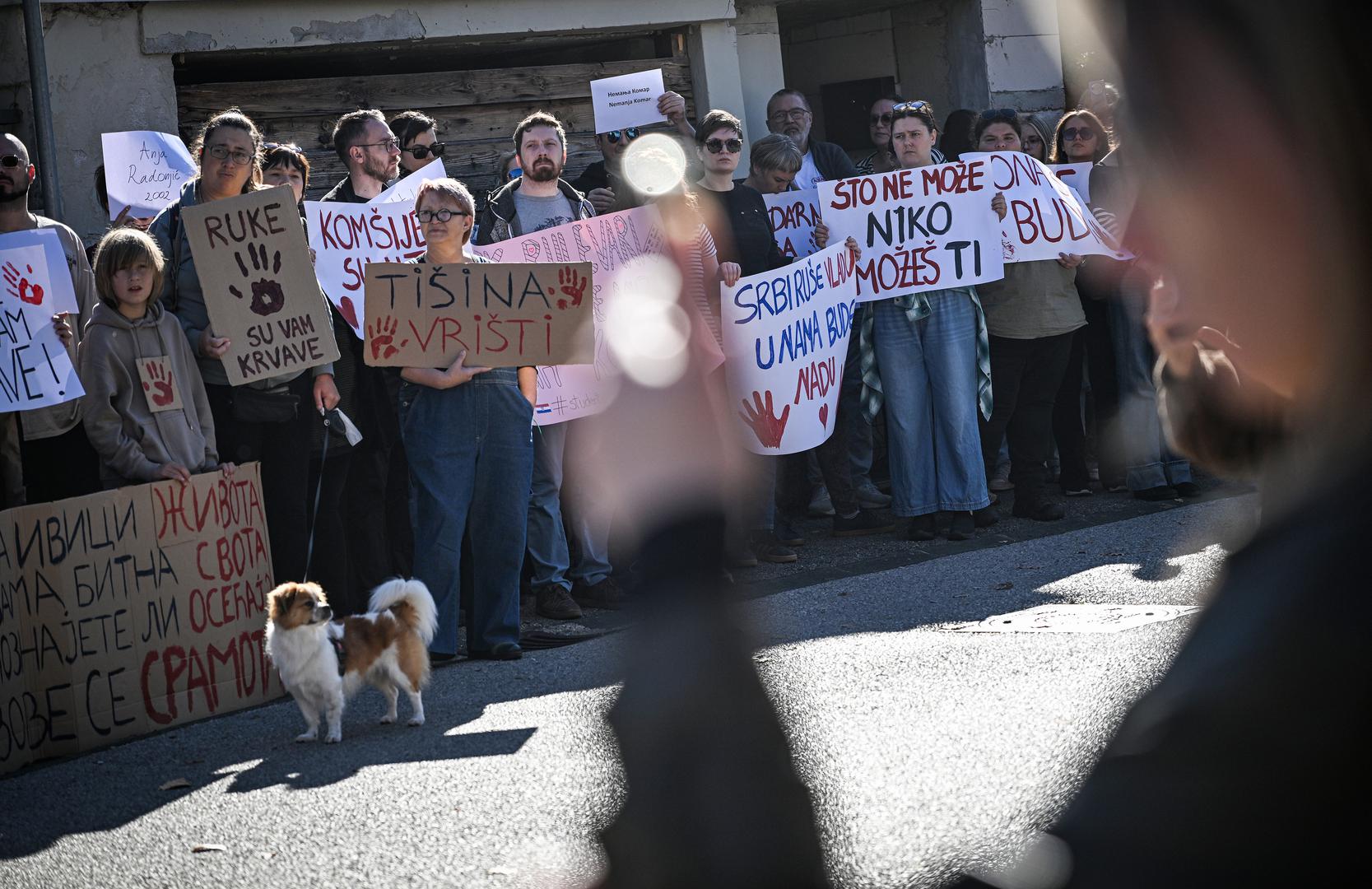 01.11.2025., Zagreb  - Prosvjed ispred Veleposlanstva Republike Srbije na godisnjicu pada nadstresnice u Novom Sadu Photo: Josip Regovic/PIXSELL