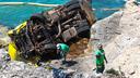 Truck Plunges Down Steep Slope into Sea; Witness Narrowly Escapes