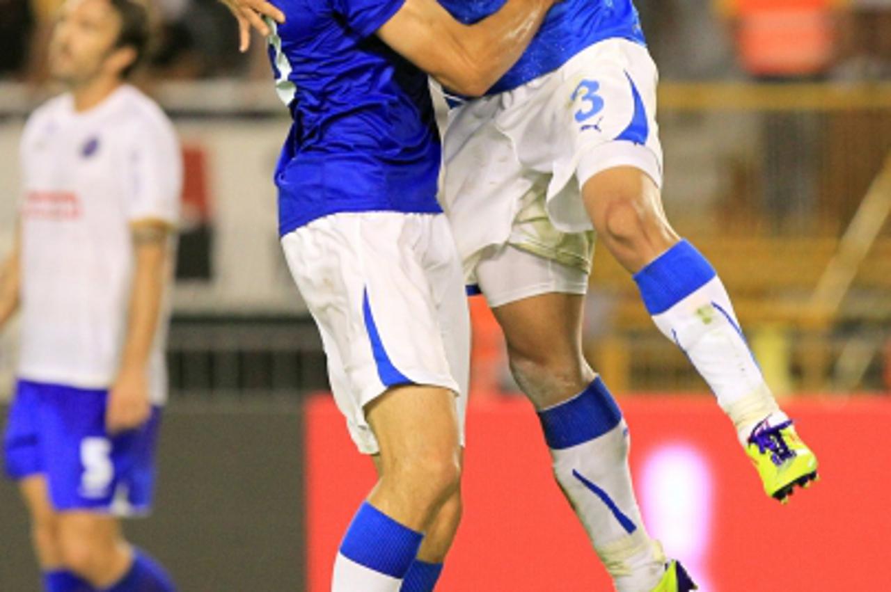 '10.09.2011., Split - Nogometna utakmica 7. kola 1. HNL, NK Hajduk - GNK Dinamo. Luis Ibanez,Ante Rukavina Photo: Dalibor Urukalovic/PIXSELL'