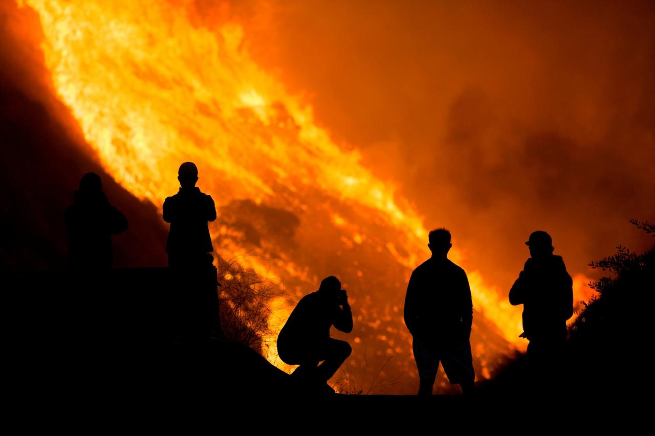 FILE PHOTO: Firefighters tackle the Blue Ridge Fire in Yorba Linda