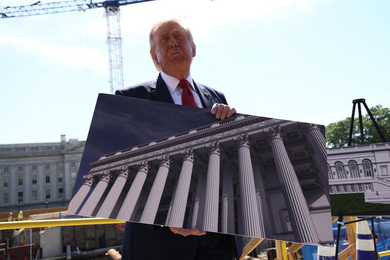 The site of ongoing construction of the planned White House ballroom in Washington