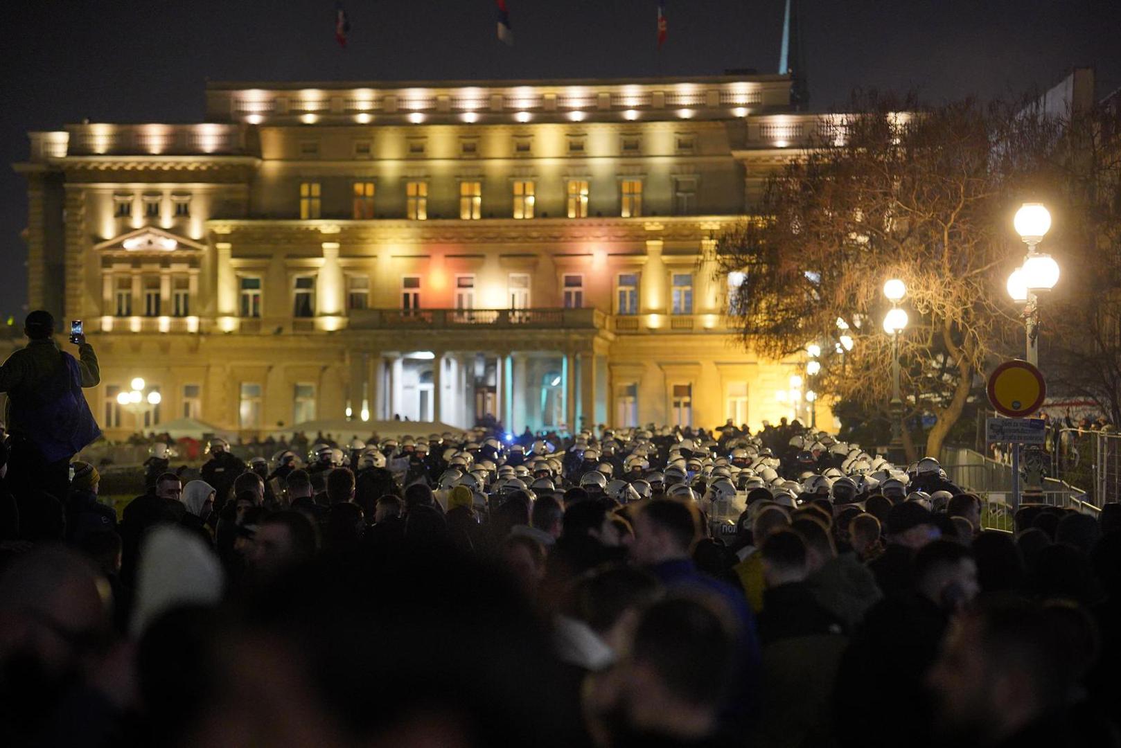 15.03.2025., Beograd, Srbija - Policijske snage rasporedjene na ulicama Beograda. Puno policije nalazi se u Pionirskom parku i ispred Skupstine Srbije. Photo: Dejan Rakita/PIXSELL