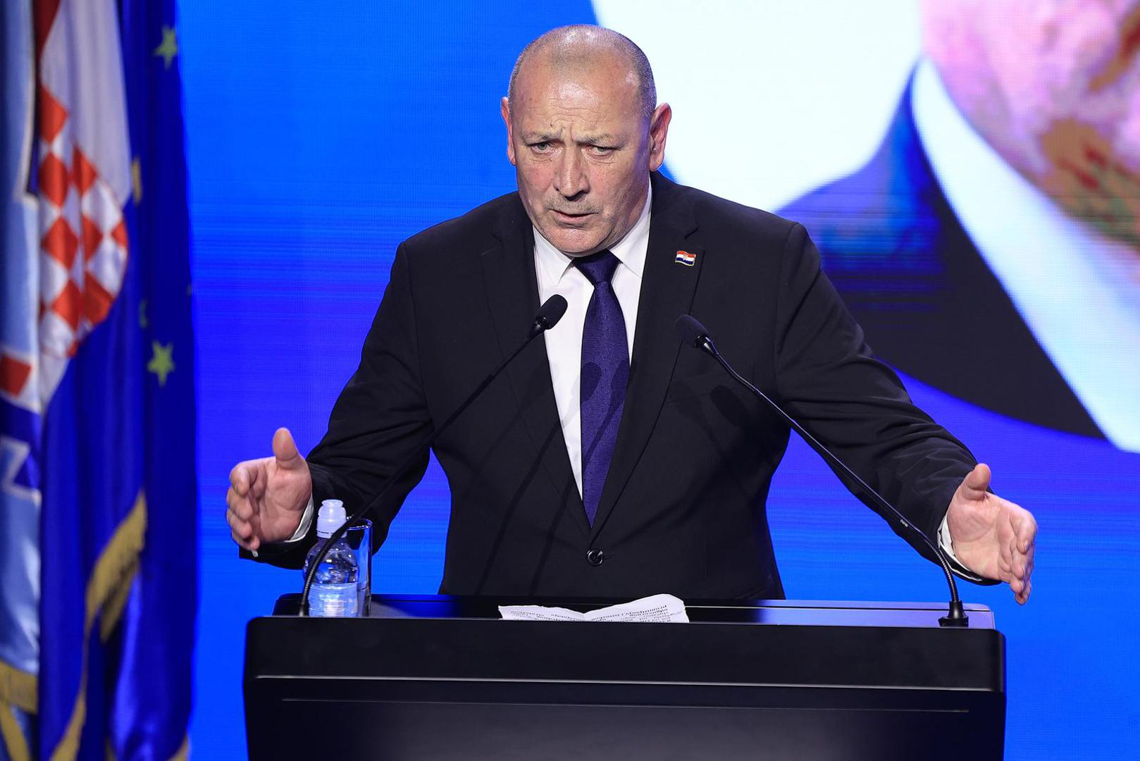 12.03.2024., Lauba, Zagreb - Ususret nadolazecim izborima za Hrvatski sabor, organizacije gradskih cetvrti HDZ-a Crnomerec, Donji Grad, Gornji Grad-Medvescak, Maksimir i Podsljeme svecanim skupom za Zagreb, obiljezili su 34. obljetnicu osnutka. Na skupu koji  je sudjelovao i predsjednik Vlade i HDZ-a Andrej Plenkovic. Photo: Marko Prpic/PIXSELL