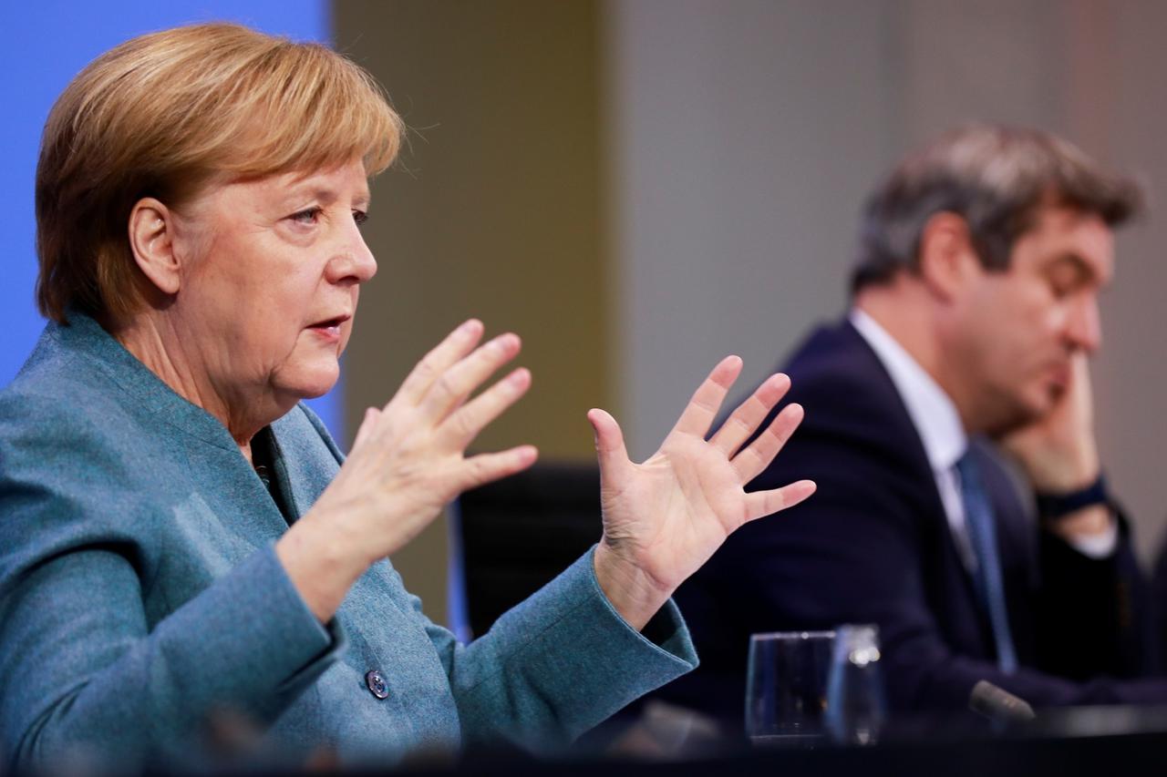 German Chancellor Merkel holds a news conference in Berlin