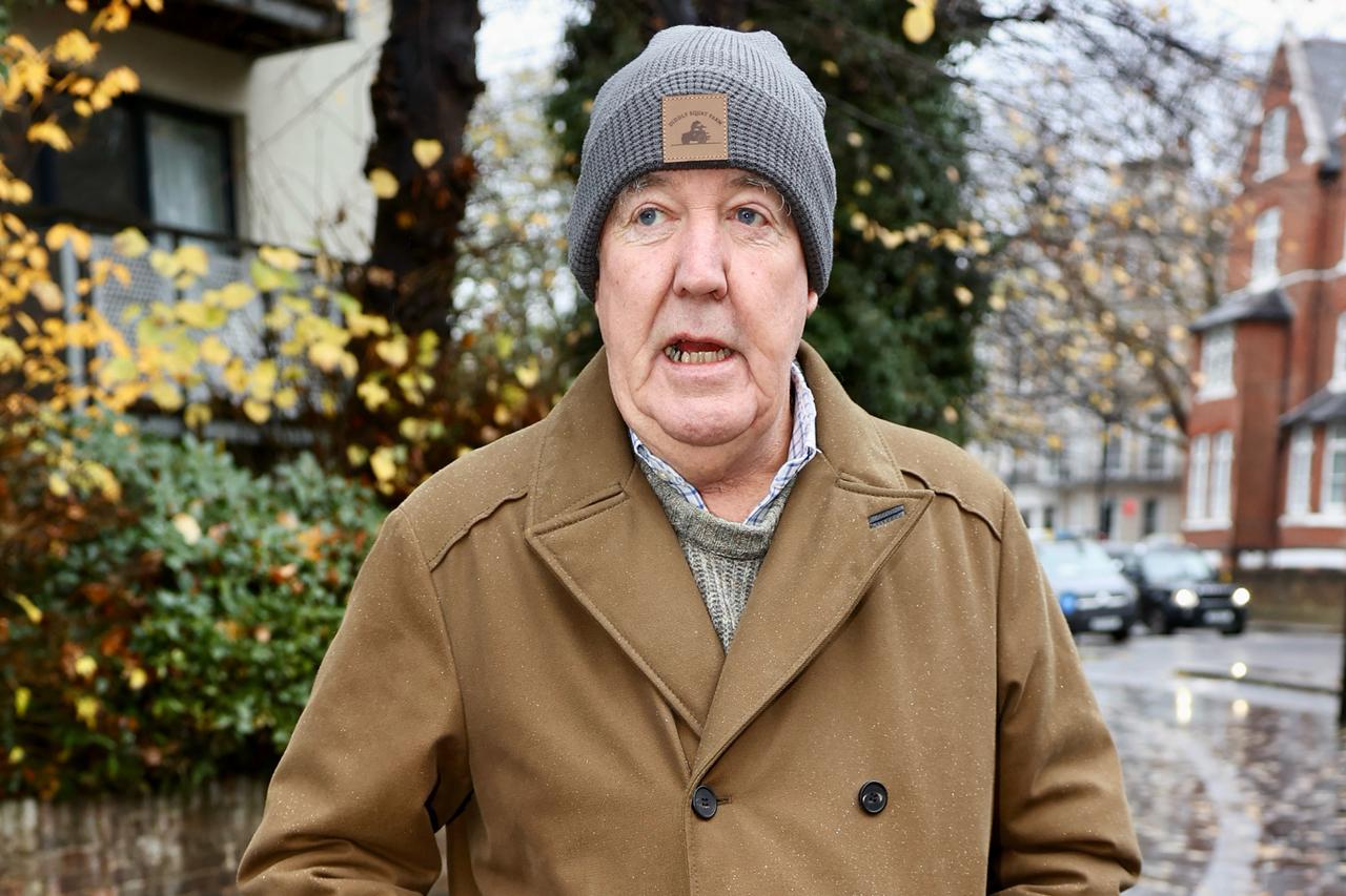 Jeremy Clarkson leaves west London for a farmers protest in Whitehall, London