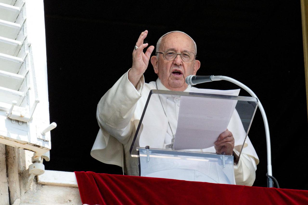 FILE PHOTO: Pope Francis leads the Regina Caeli prayer at the Vatican
