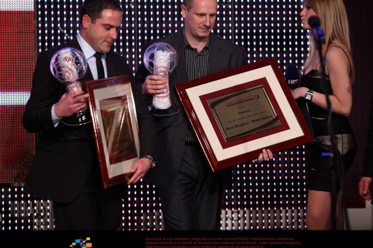 \'28.12.2010., Zagreb - Hotel Westin .60 godina HRS-a. Izbor i proglasenje rukometasa i rukometasice godine za 2010.Sudacki par godine Matija Gubica i Boris Milosevic. Photo: Robert Anic/PIXSELL\'