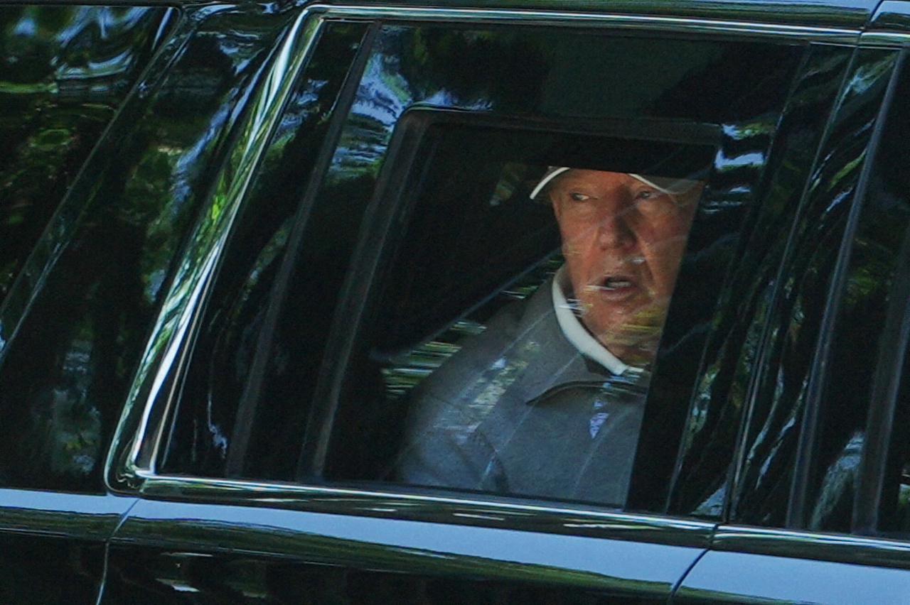 U.S. President Trump departs the White House