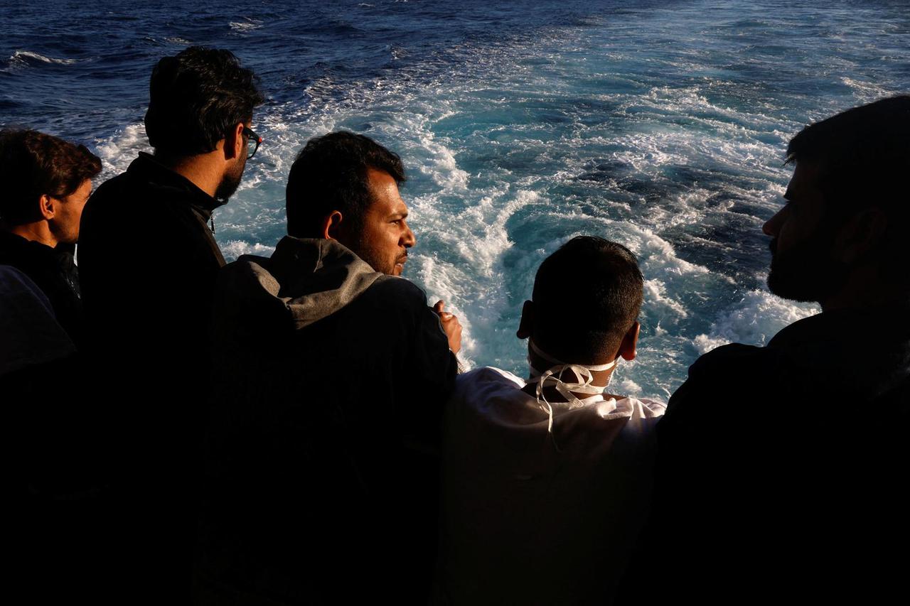 Rescued migrants on MSF rescue ship Geo Barents in the Mediterranean