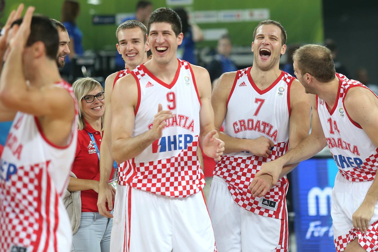 19.09.2013., Arena Stozice, Ljubljana, Slovenija - Europsko prvenstvo u kosarci Eurobasket Slovenija 2013., cetvrtfinale, Hrvatska - Ukrajina. Bojan Bogdanovic, Luka Zoric, Damjan Rudez. Photo: Igor Kralj/PIXSELL