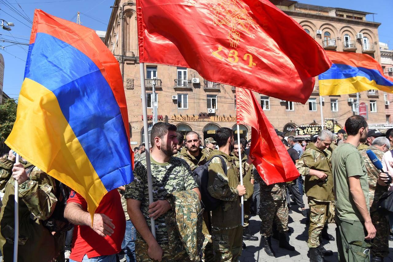 Military volunteers gather in Yerevan