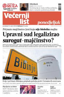 Večernji list naslovnica