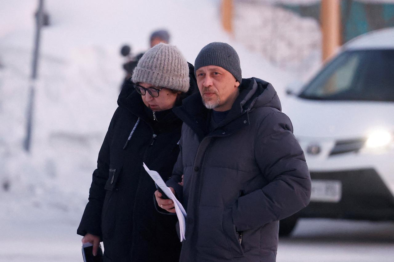 FILE PHOTO: Mother of Alexei Navalny arrives at the regional department of Russia's Investigative Committee in Salekhard