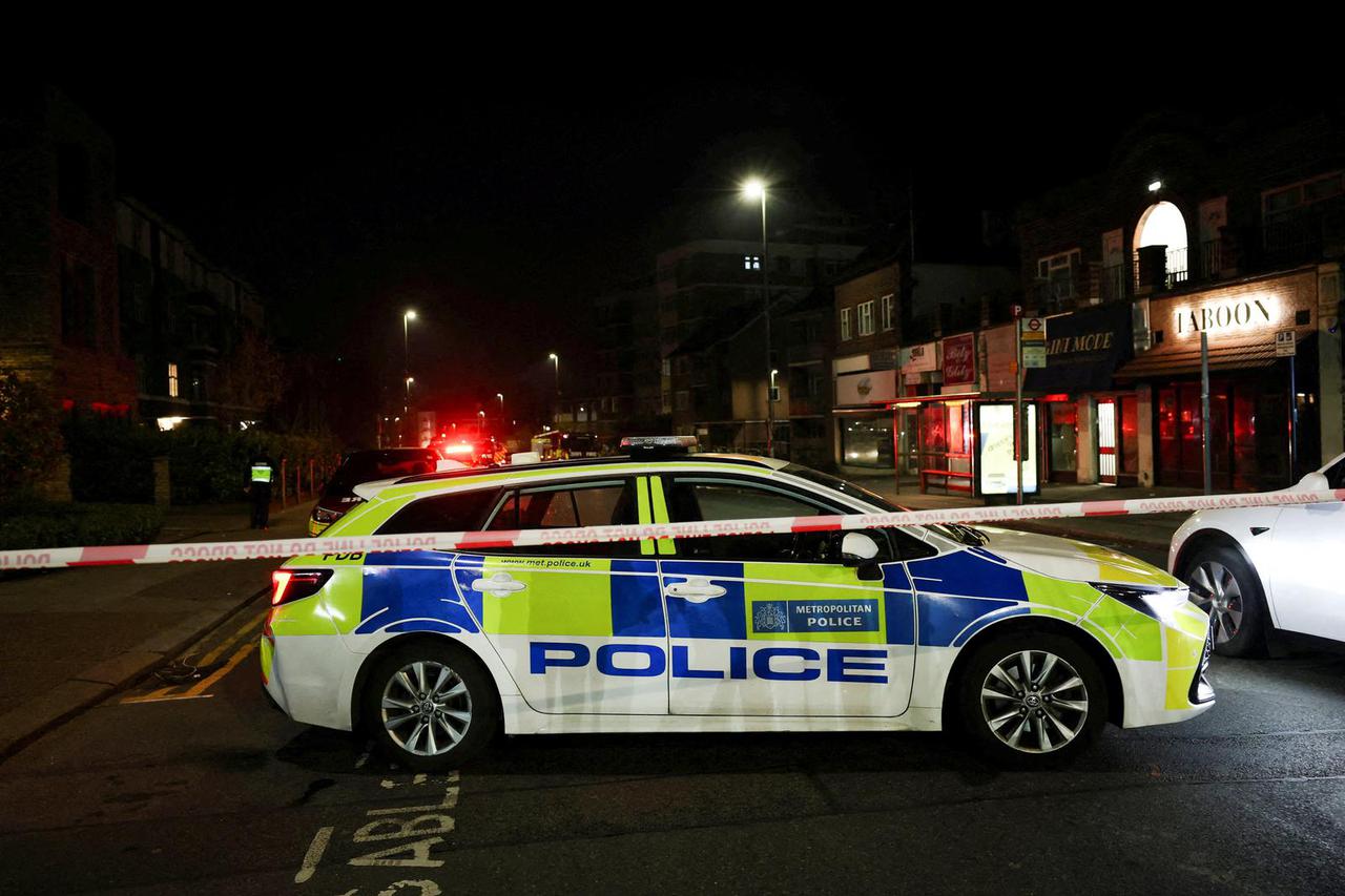 A police cordon line near the scene after four ambulances belonging to Hatzola, a Jewish community organisation, were set on fire in northwest London