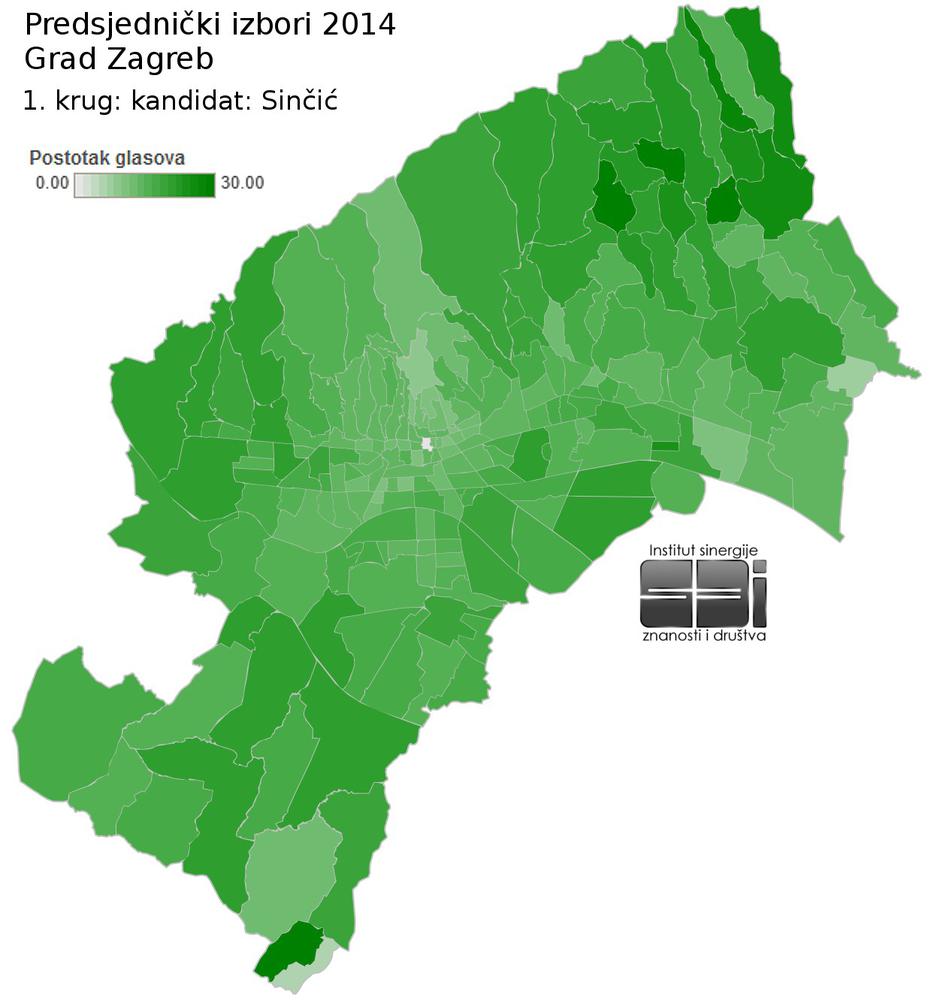 izborni rezultati, mapa Zagreba