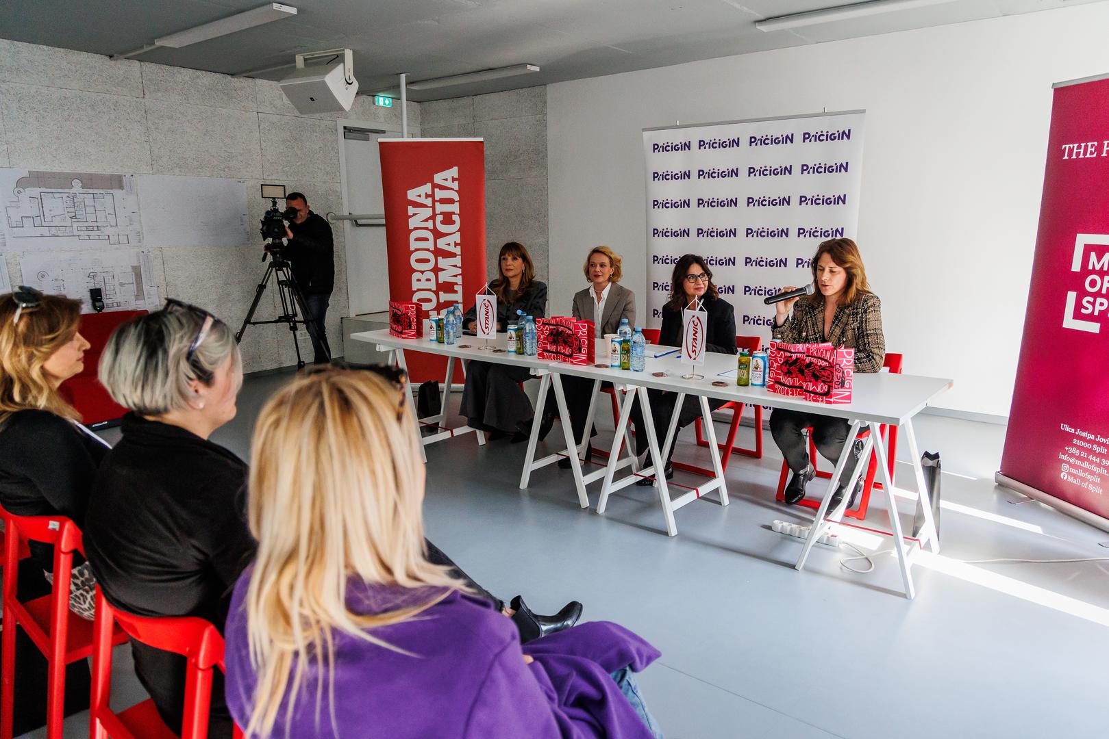 03.03.2026., Split - Na konferenciji za medije predstavljen je program 19. izdanja festivala Pricigin. Alijana Vuksic, Stefana Dosen, Maja Vrancic i Marina Kuzmanic Petres Photo: Zvonimir Barisin/PIXSELL