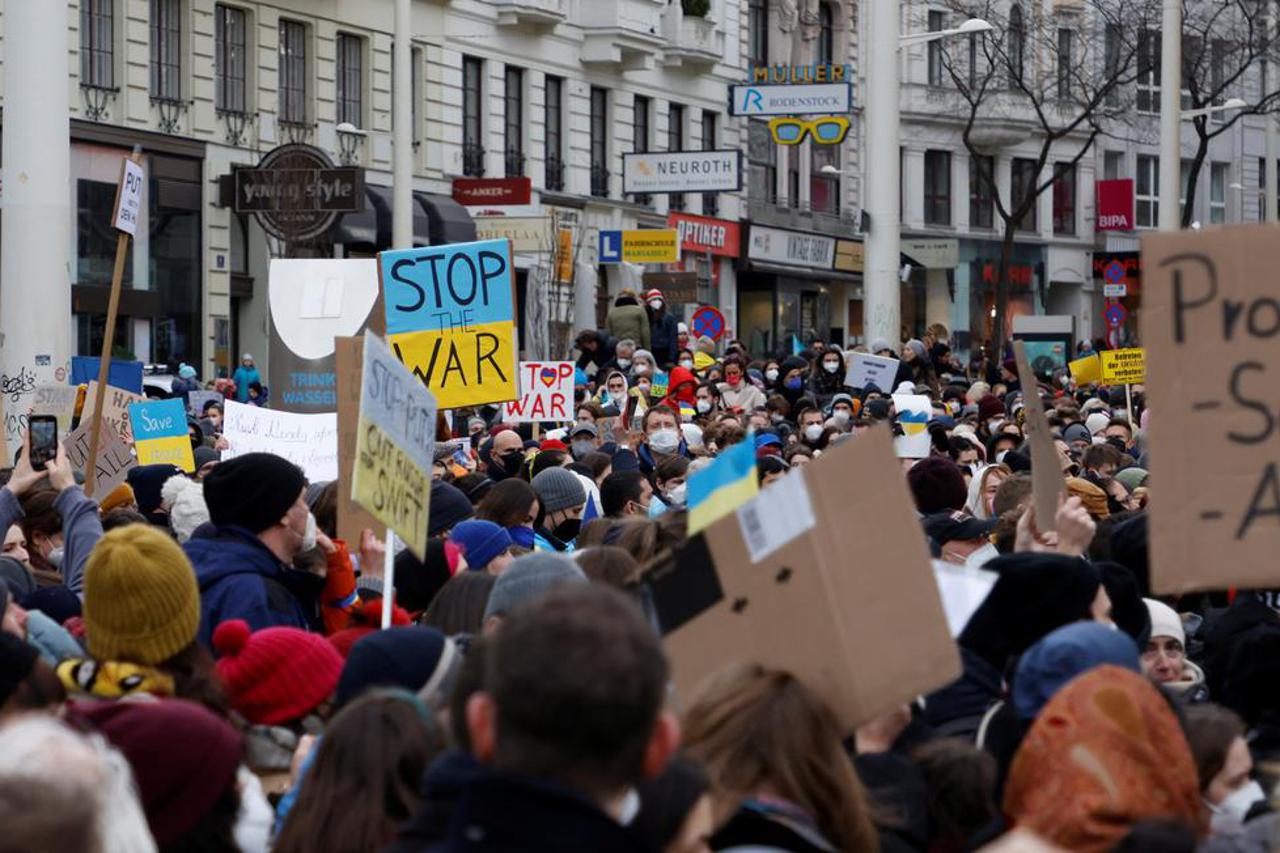 Anti-war demonstration on Human Rights Square in Vienna