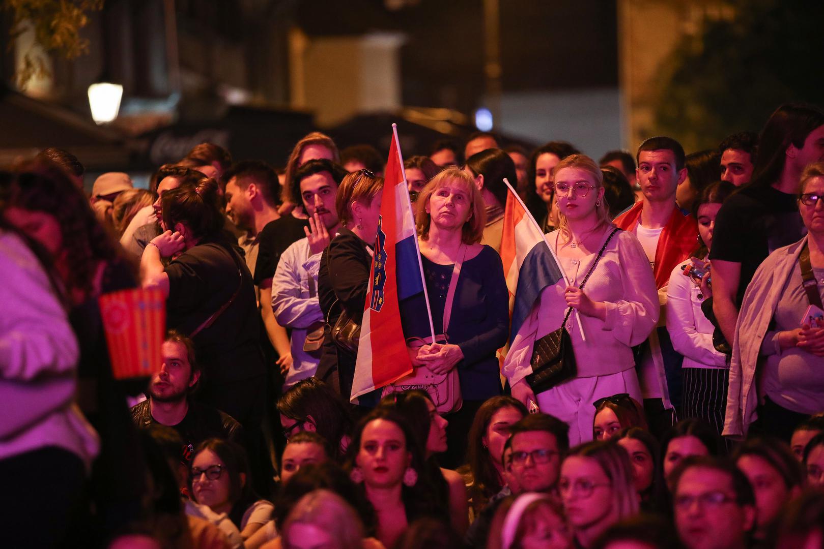 Zagreb: Gledanje finalne večeri Eurosonga na Europskom trgu