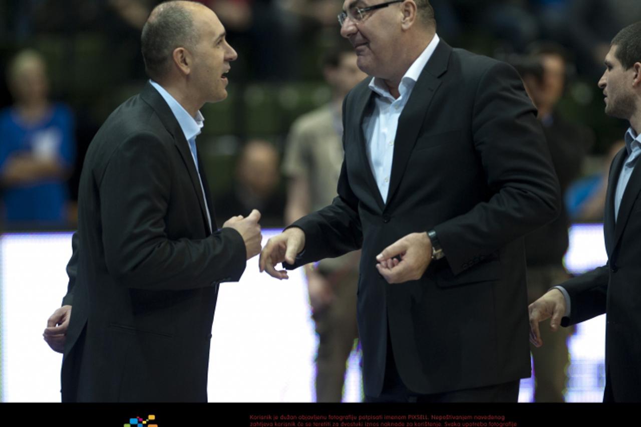 '06.03.2012., K.D. Drazen Petrovic, Zagreb - 23. kolo NBL: Cibona - Cedevita. Drazen Anzulovic, Jasmin Repesa. Photo: Daniel Kasap/PIXSELL'