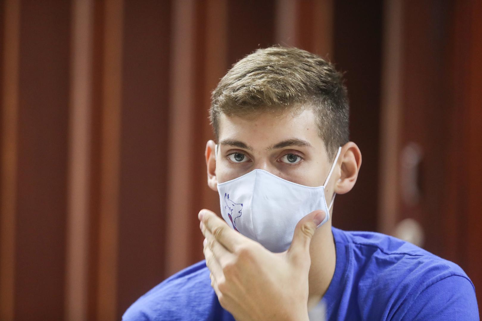 24.09.2020.Zagreb -  Konferencija za medije KK Cibone  na kojoj su trener Ivan Velic i sportski direktor Marin Rozic predstavili novog kapetana momcadi Roka Prkacina.Photo: Zeljko Lukunic/PIXSELL