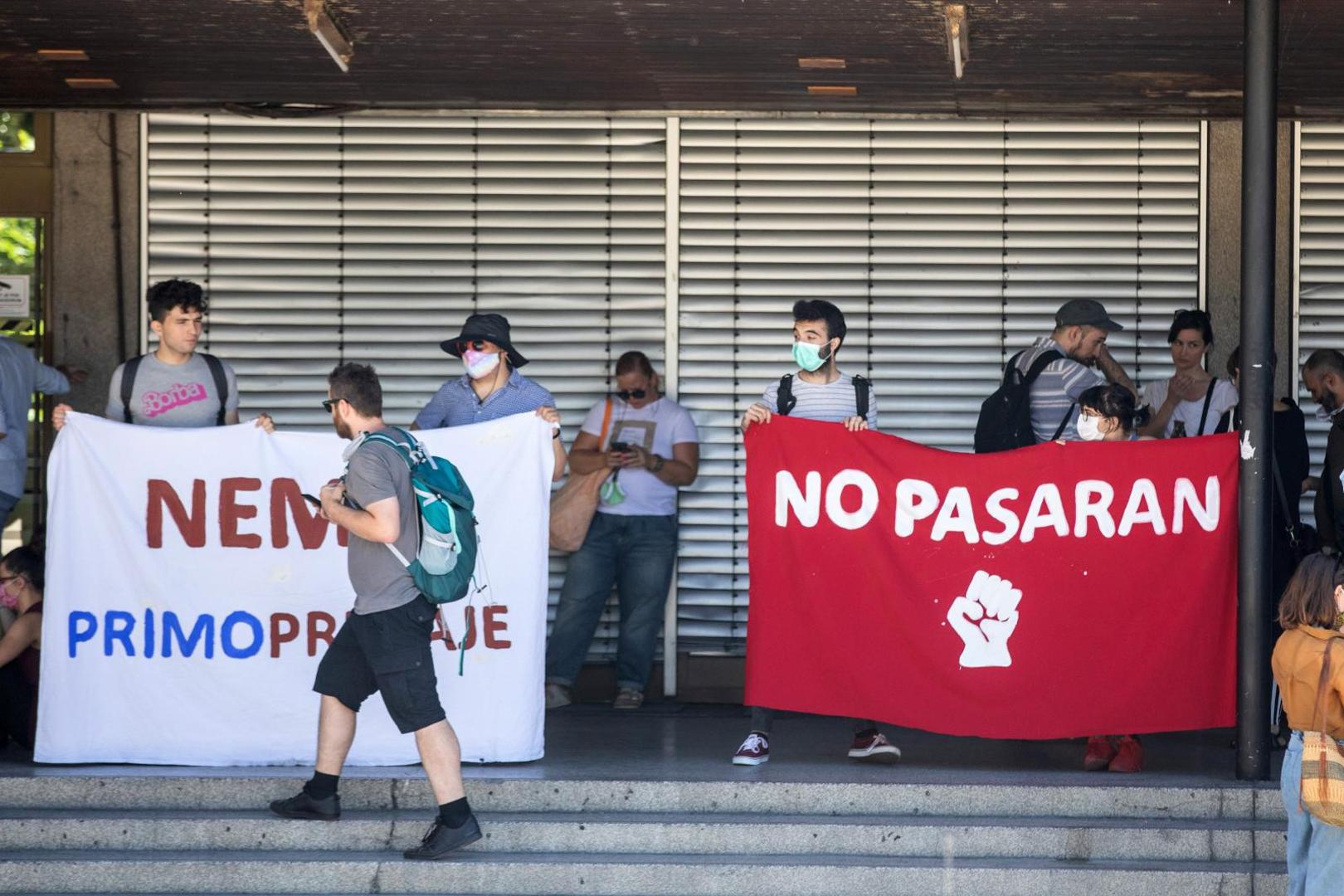 09.07.2020., Zagreb - Prosvjed studenata Filozofskog fakulteta protiv rektora Borasa. Photo: Davor Puklavec/PIXSELL