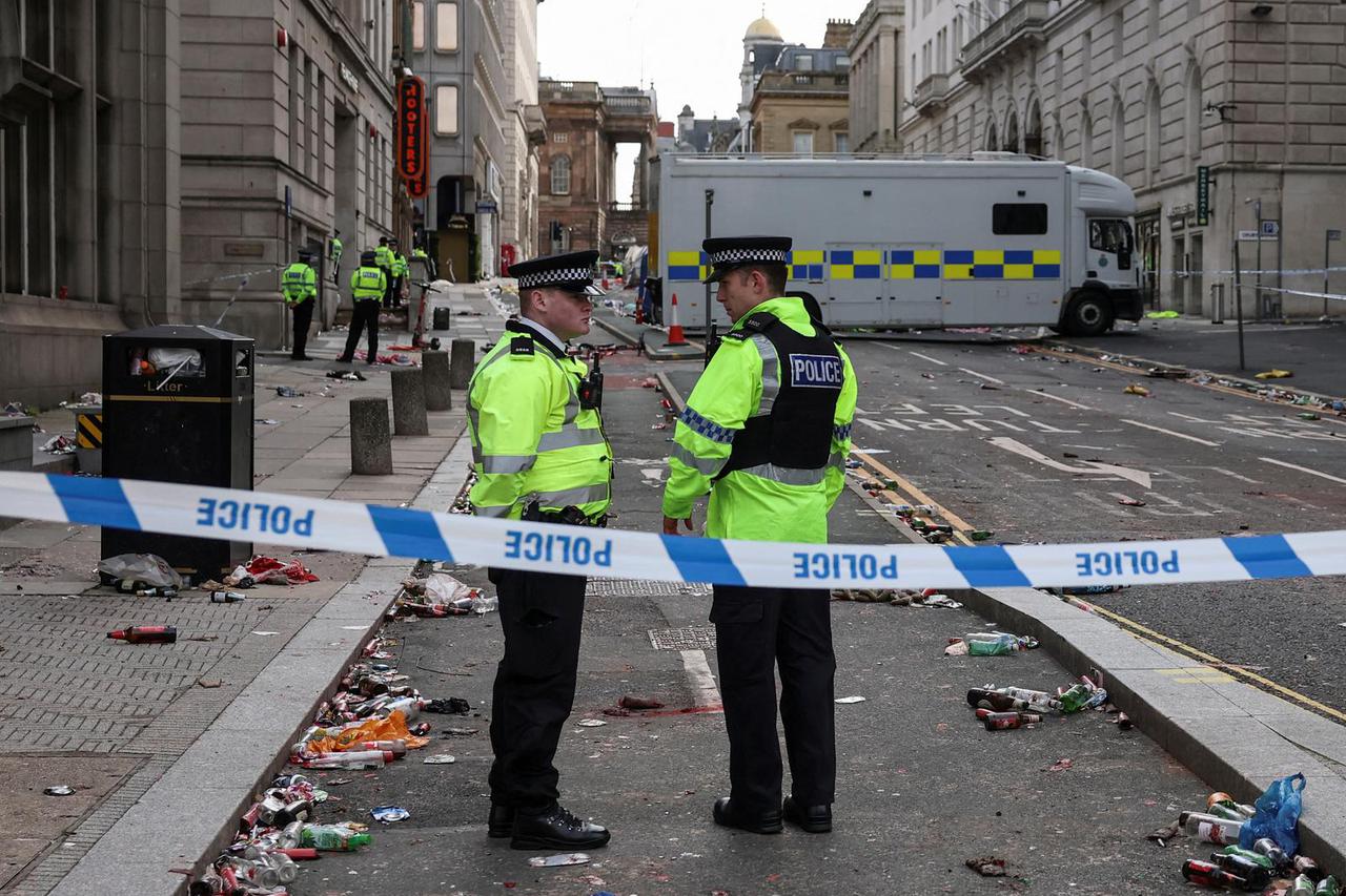 Aftermath of an incident where a car hit fans at the Liverpool parade