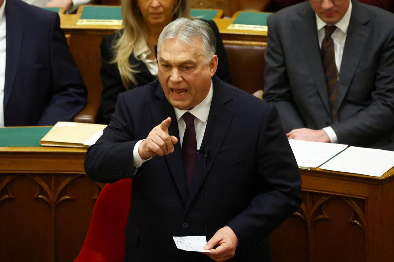 Hungarian Prime Minister Orban speaks during the spring session of parliament in Budapest