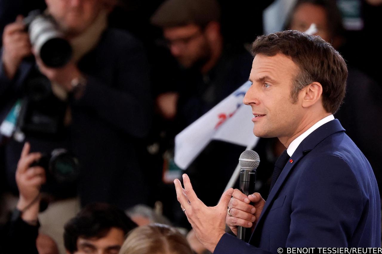 French President Macron, candidate for his re-election, campaigns in Figeac