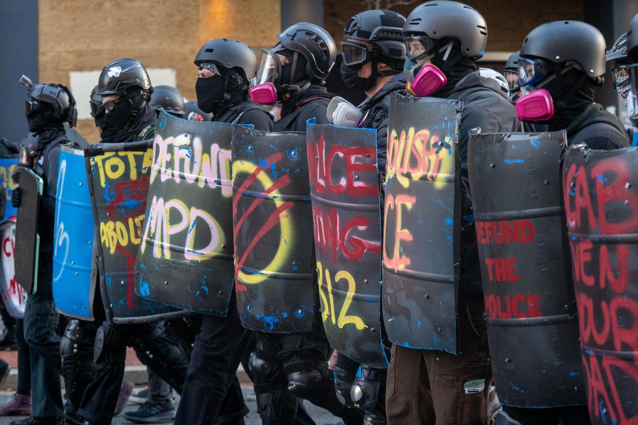 Antifa Demonstrators March after Rally in Washington, DC