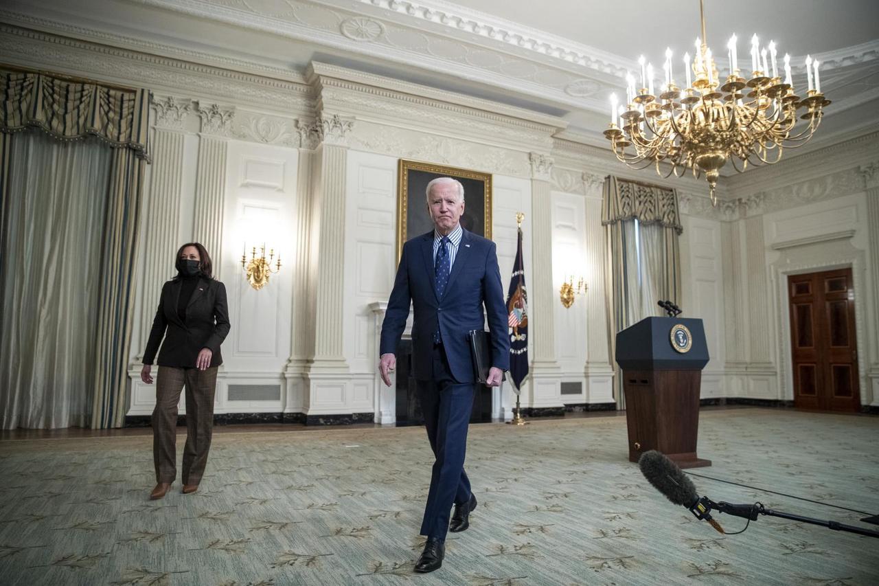 US President Joe Biden delivers remarks on the Senate Passage of the $1.9 trillion coronavirus relief bill