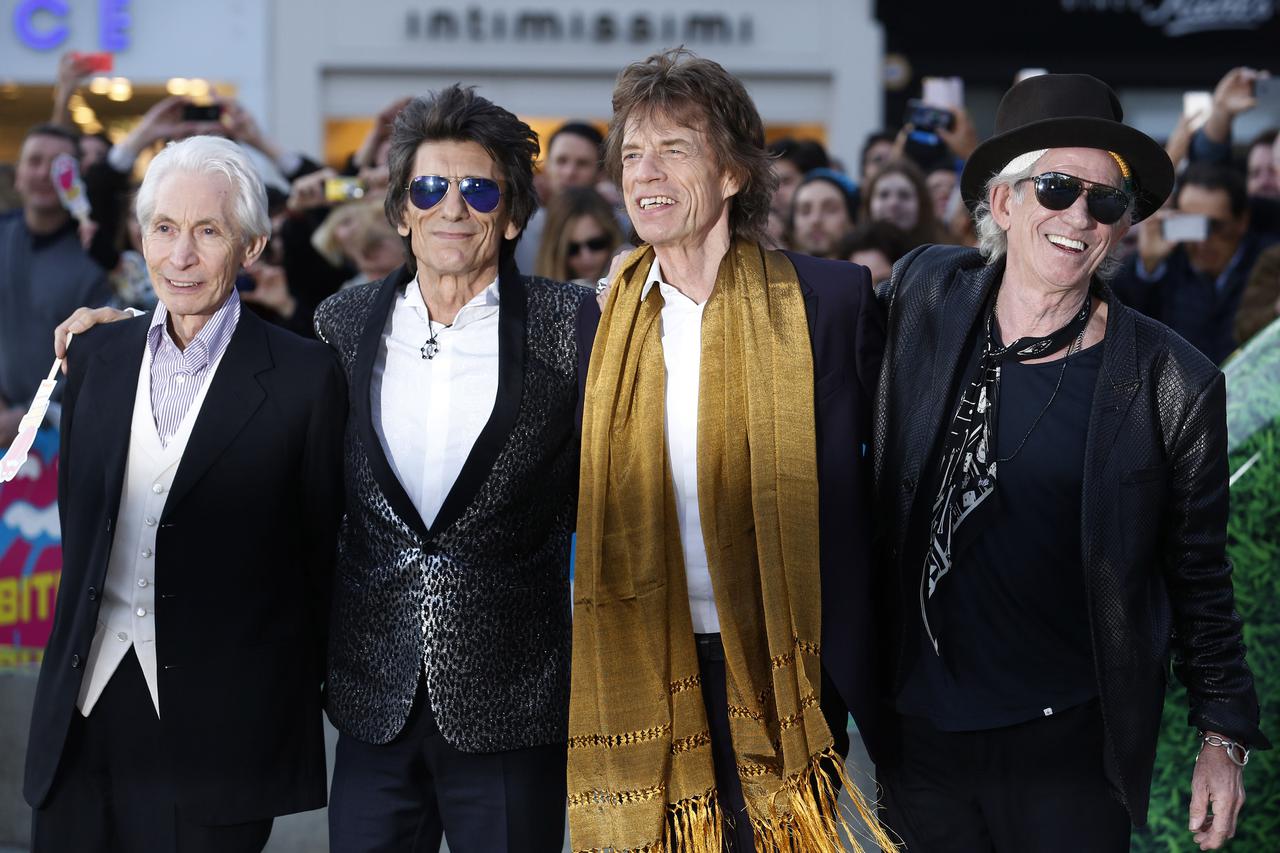 Members of the Rolling Stones (L-R) Charlie Watts, Ronnie Wood, Mick Jagger and Keith Richards arrive for the 