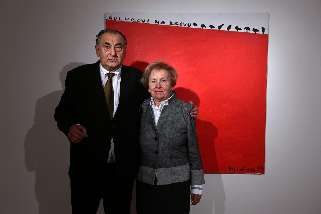 11.10.2014., Zagreb - U Gliptoteci HAZU otvorena je izlozba Ulica slikara Borisa Bucana, izbor i postava Vere Horvat Pintaric. Boris Bucan i Vera Horvat Pintaric.  Photo: Anto Magzan/PIXSELL