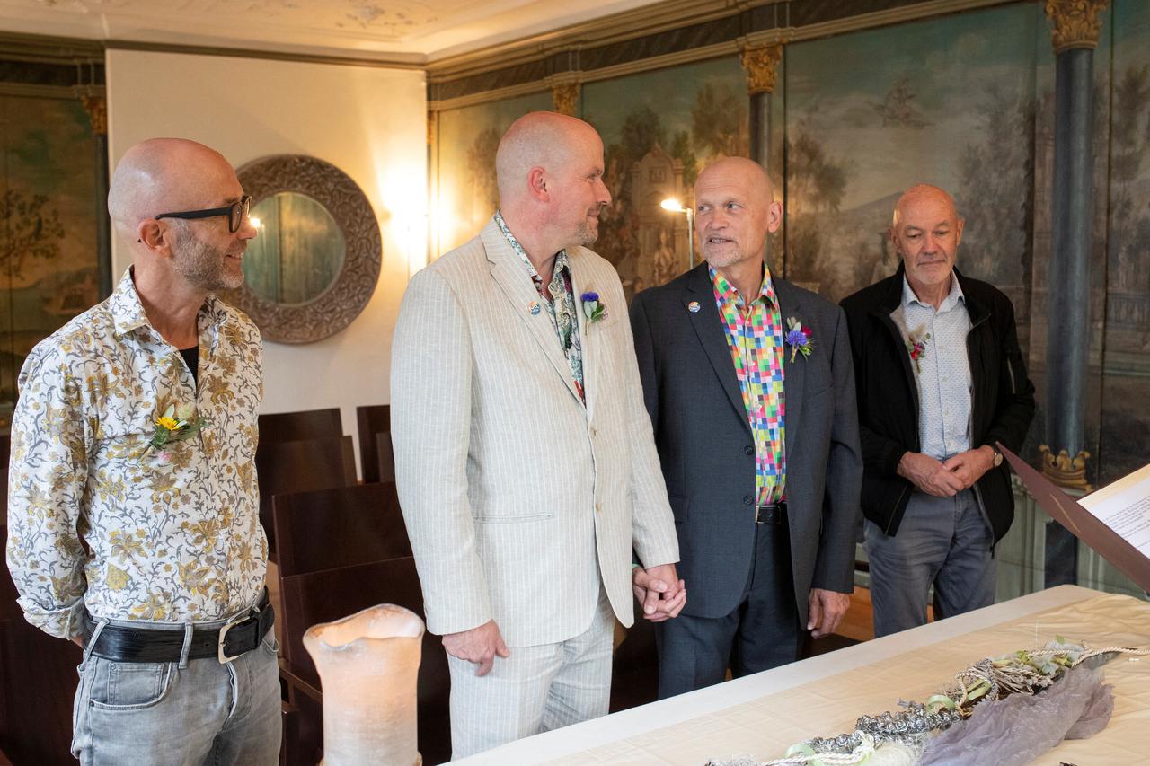 Carnier and Leu attend their wedding ceremony in Schaffhausen