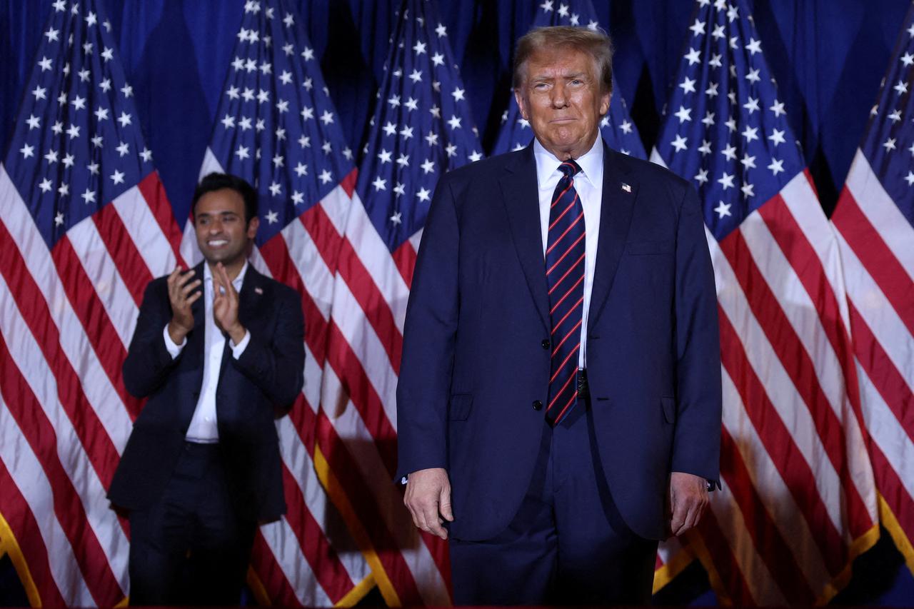 Republican presidential candidate and former U.S. President Trump hosts New Hampshire primary election night watch party in Nashua