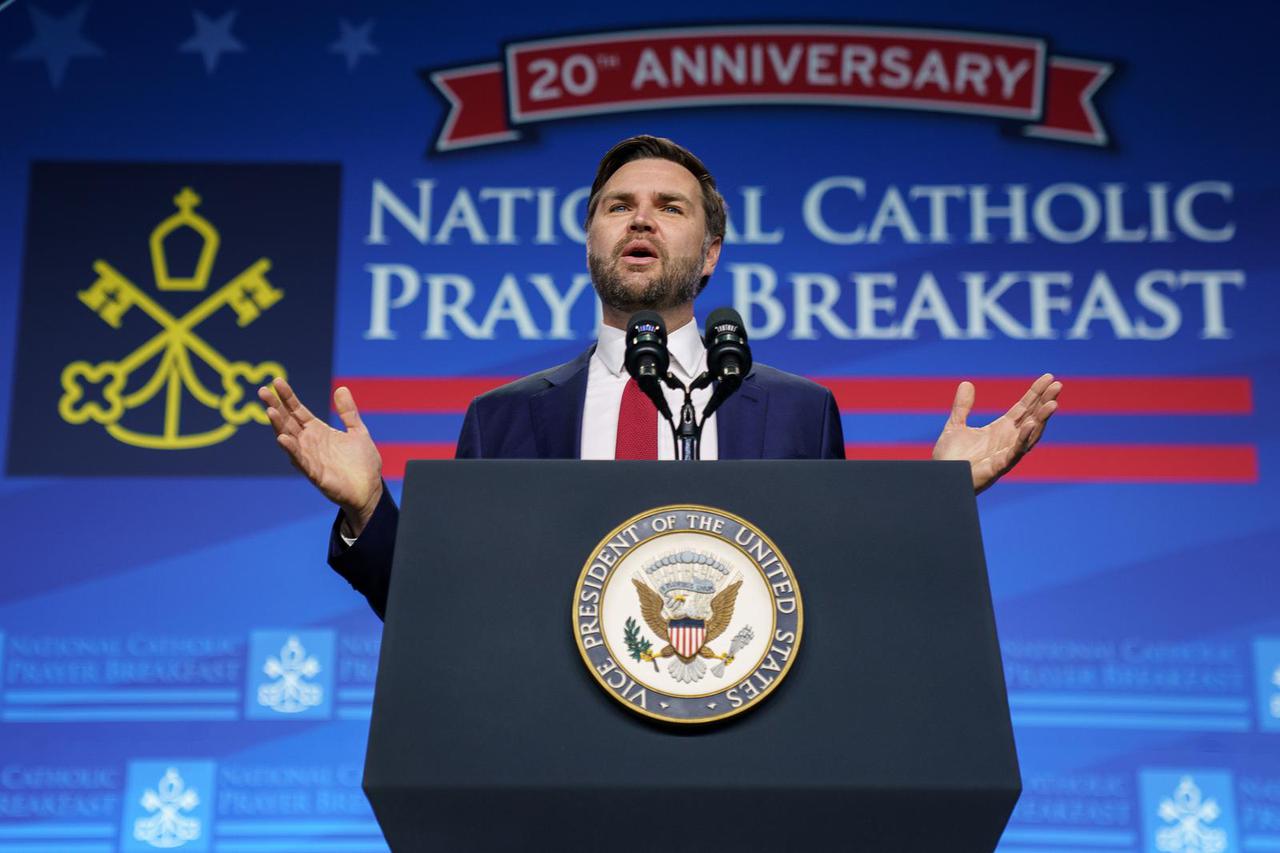 US Vice President JD Vance attends National Catholic Prayer Breakfast