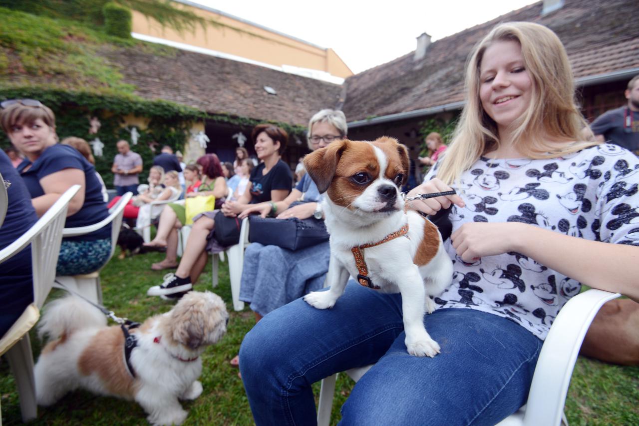 16.09.2015. Kranjceviceva ulica, Varazdin - U Rajskom vrtu Muzeja andjela odrzan je koncert za kucne ljubimce. Koncertu su se pridruzile pjevacica Sanja Dolezal i ministrica Milanka Opacic s psicem Jumperom.  Photo: Marko Jurinec/PIXSELL