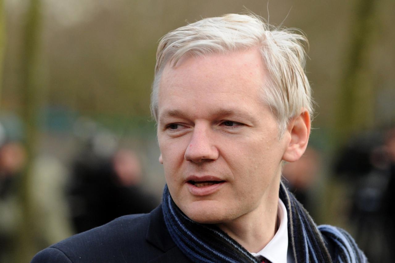 'A picture taken on February 24, 2011 shows WikiLeaks founder Julian Assange arriving at Belmarsh Magistrates\' Court, in south-east London. WikiLeaks founder Julian Assange on July 12, 2011 begins hi