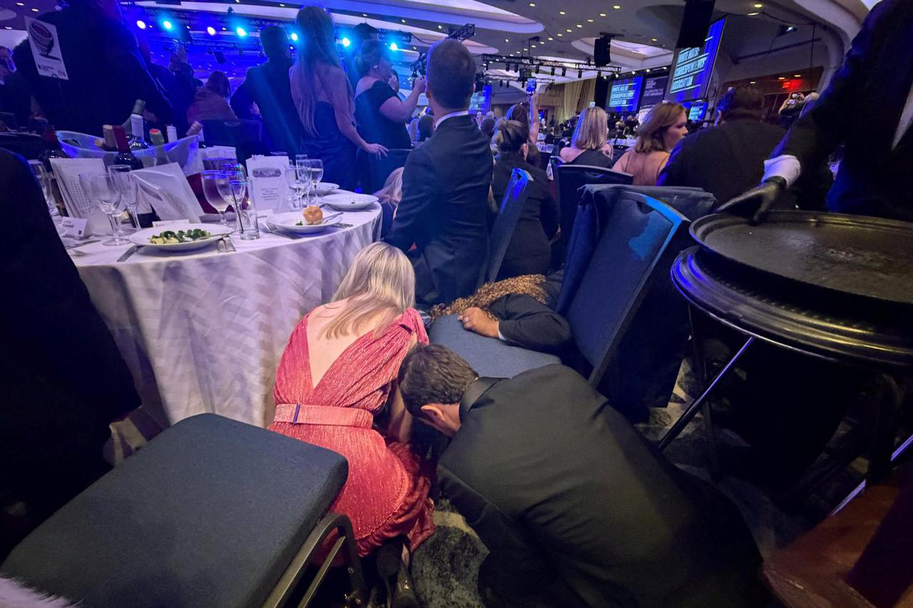 U.S. President Donald Trump and first lady Melania Trump rushed out of the White House Correspondents' Association dinner