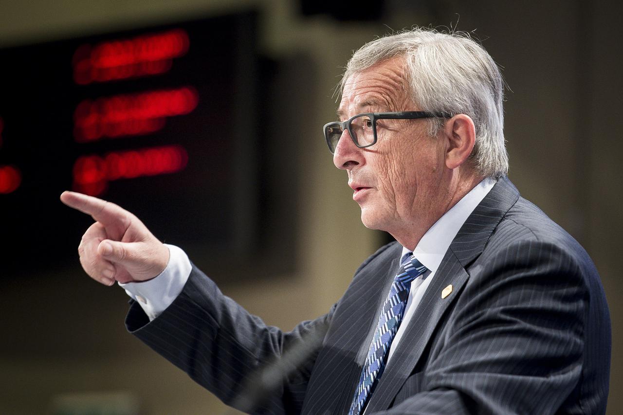 Jean-Claude Juncker , the president of the European Commission holds a press conference on the Greek Crisis at European Commission headquarters in Brussels, Belgium on 29.06.2015 Juncker urged Greeks to vote 'yes' in the bailout referendum and against the