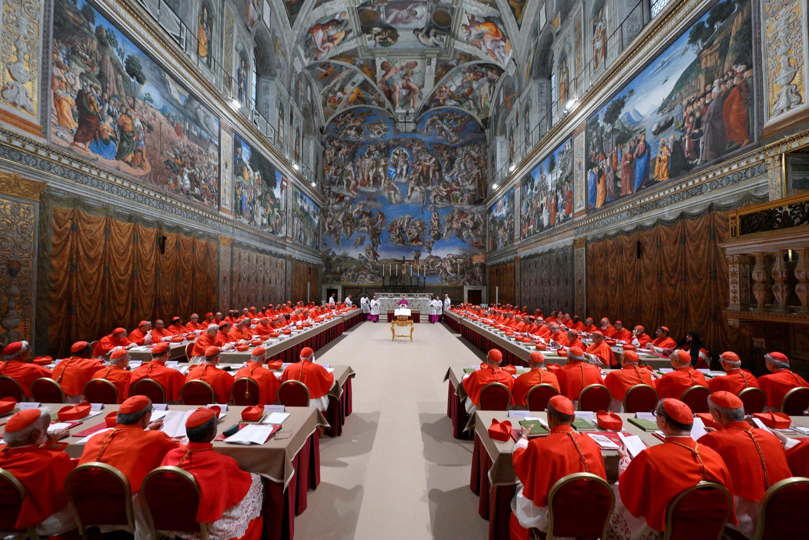 Cardinals pray in the Sistine Chapel, ahead of the conclave to elect the next pope at the Vatican, May 7, 2025. Vatican Media/Handout via REUTERS    THIS IMAGE HAS BEEN SUPPLIED BY A THIRD PARTY Photo: VATICAN MEDIA/REUTERS