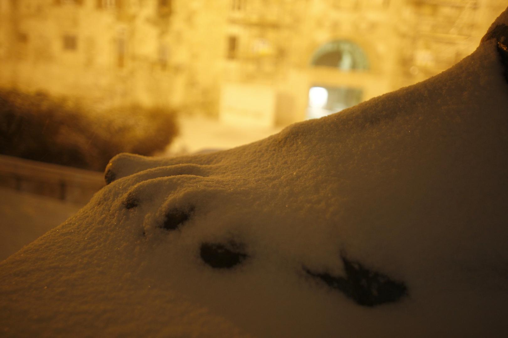 03.02.2012., Split - Grad se probudio pod bijelim pokrivacem i na -4 stupnja sto je bilo dovoljno da se proglasni "snjezni dan". Vrtici, skole, kao i institucije imaju opravdanje od gradonacelnika zbog neradnog dana, a gradjanima je savjetovano da ostanu u toplim domovima. Palac Grgura Ninskog prekriven snijegom. rPhoto: Ivo Cagalj/PIXSELL