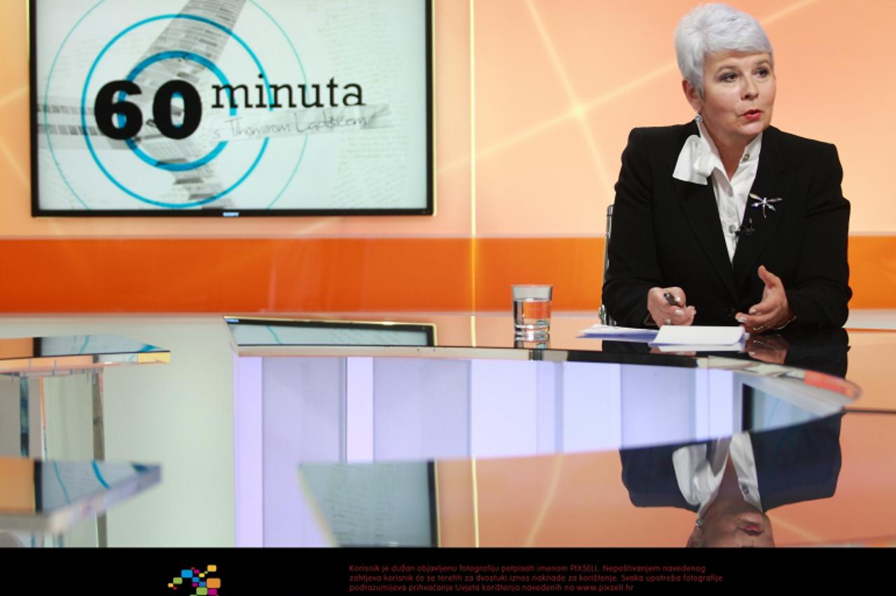 '22. 03. 2012., Zagreb - Predsjednica HDZ-a, Jadranka Kosor gostovala je u emisiji 60 minuta televizije 24 sata.  Photo: Davor Puklavec/PIXSELL'