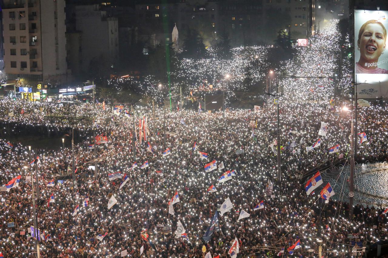 Protest over the fatal November 2024 Novi Sad railway station roof collapse, in Belgrade