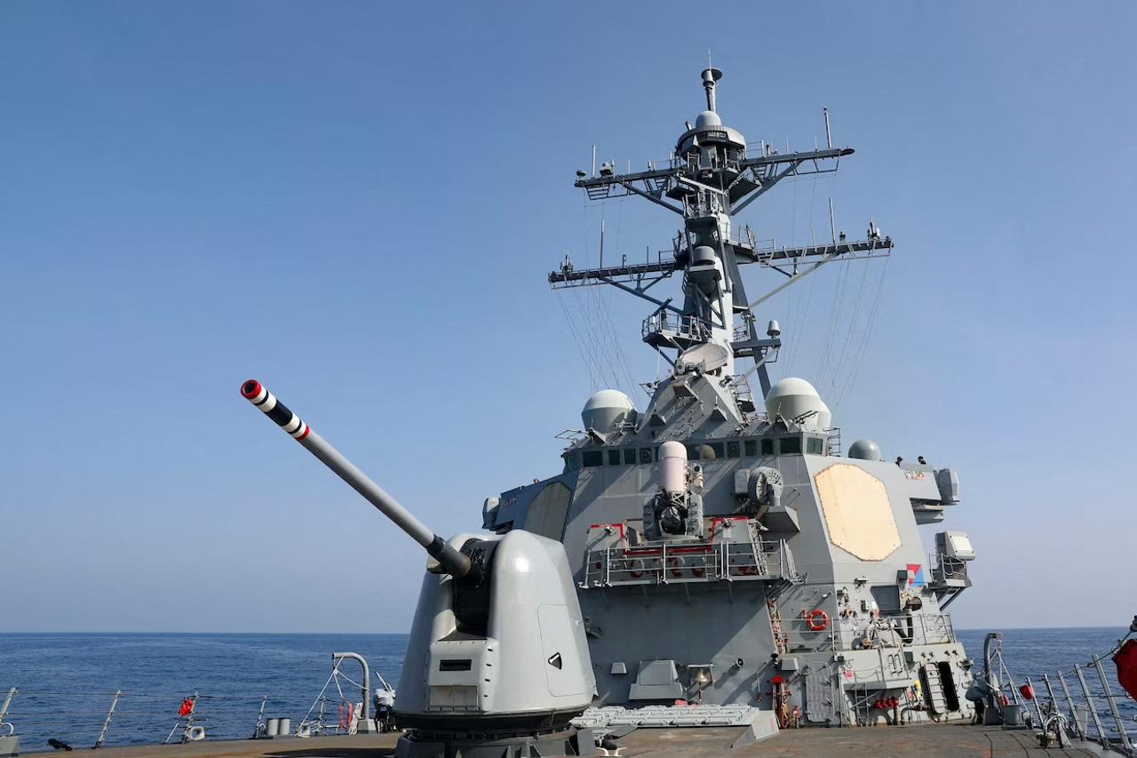 Arleigh Burke-class guided-missile destroyer USS Milius conducts Taiwan Strait transit operation
