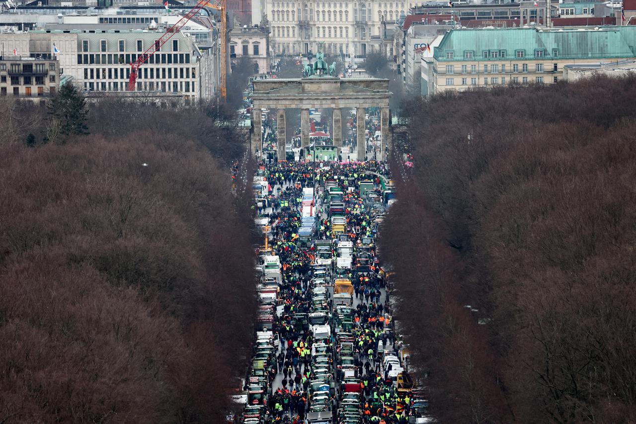 German farmers protest against the cut of vehicle tax subsidies in Berlin