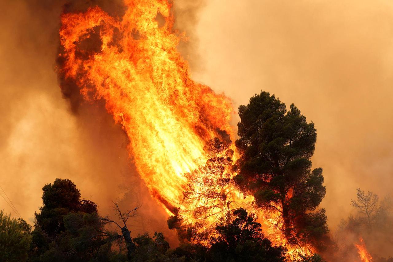 Wildfire burns near Agia Paraskevi